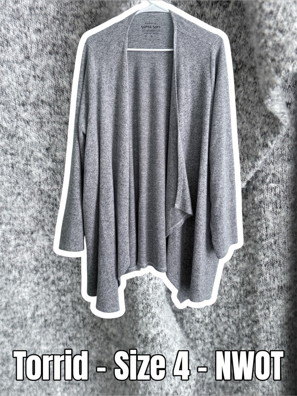 Torrid Heather Gray Open-Front Waterfall Cardigan